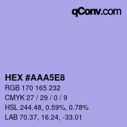 カラーコード: HEX #AAA5E8 | qconv.com