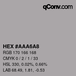 カラーコード: HEX #AAA6A8 | qconv.com