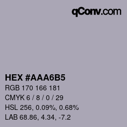 カラーコード: HEX #AAA6B5 | qconv.com