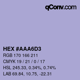 颜色代码: HEX #AAA6D3 | qconv.com