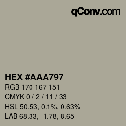 カラーコード: HEX #AAA797 | qconv.com