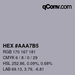 カラーコード: HEX #AAA7B5 | qconv.com