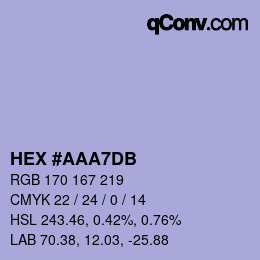 カラーコード: HEX #AAA7DB | qconv.com