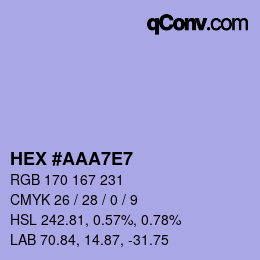 Color code: HEX #AAA7E7 | qconv.com