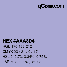 Color code: HEX #AAA8D4 | qconv.com