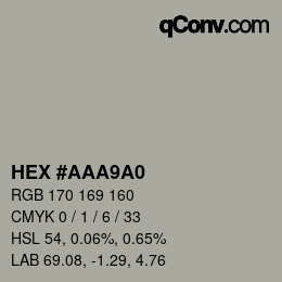 カラーコード: HEX #AAA9A0 | qconv.com