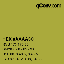 Color code: HEX #AAAA3C | qconv.com