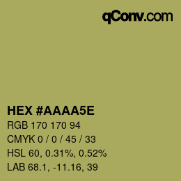 Farbcode: HEX #AAAA5E | qconv.com