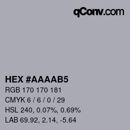 颜色代码: HEX #AAAAB5 | qconv.com