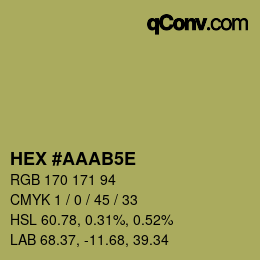 Code couleur: HEX #AAAB5E | qconv.com