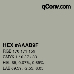 Color code: HEX #AAAB9F | qconv.com