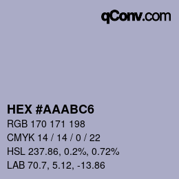 カラーコード: HEX #AAABC6 | qconv.com
