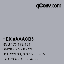 Código de color: HEX #AAACB5 | qconv.com