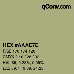 Color code: HEX #AAAE7E | qconv.com