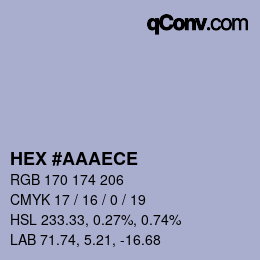 Color code: HEX #AAAECE | qconv.com