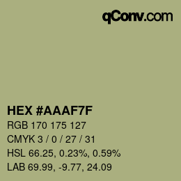 颜色代码: HEX #AAAF7F | qconv.com