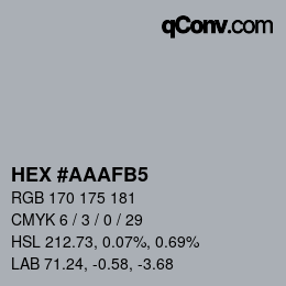 颜色代码: HEX #AAAFB5 | qconv.com