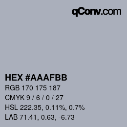 颜色代码: HEX #AAAFBB | qconv.com
