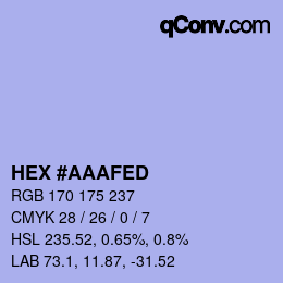 カラーコード: HEX #AAAFED | qconv.com