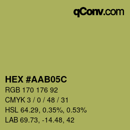 Color code: HEX #AAB05C | qconv.com
