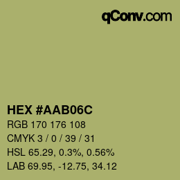 Color code: HEX #AAB06C | qconv.com