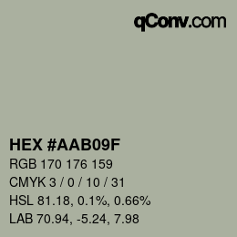 カラーコード: HEX #AAB09F | qconv.com