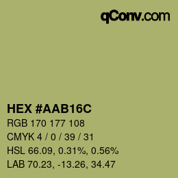 Color code: HEX #AAB16C | qconv.com