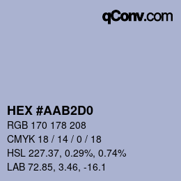 颜色代码: HEX #AAB2D0 | qconv.com