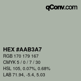 颜色代码: HEX #AAB3A7 | qconv.com