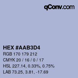 Color code: HEX #AAB3D4 | qconv.com