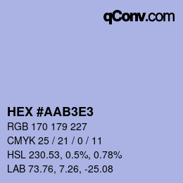 Color code: HEX #AAB3E3 | qconv.com