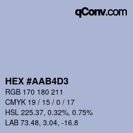 Color code: HEX #AAB4D3 | qconv.com