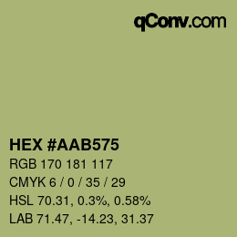 Color code: HEX #AAB575 | qconv.com