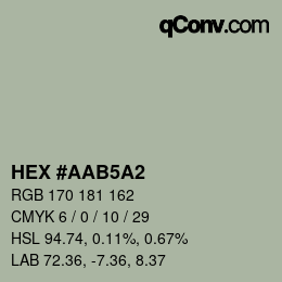 カラーコード: HEX #AAB5A2 | qconv.com