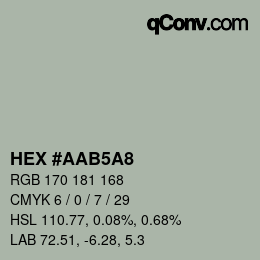 カラーコード: HEX #AAB5A8 | qconv.com