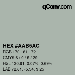 颜色代码: HEX #AAB5AC | qconv.com