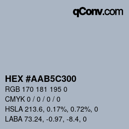 Farbcode: HEX #AAB5C300 | qconv.com
