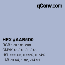 颜色代码: HEX #AAB5D0 | qconv.com