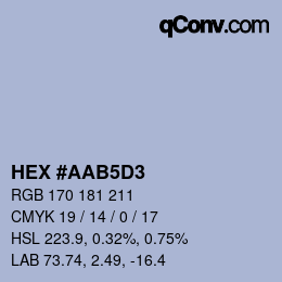 カラーコード: HEX #AAB5D3 | qconv.com
