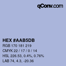 颜色代码: HEX #AAB5DB | qconv.com
