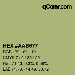 颜色代码: HEX #AAB677 | qconv.com