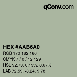 カラーコード: HEX #AAB6A0 | qconv.com