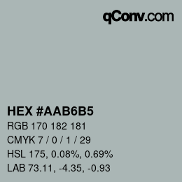 Color code: HEX #AAB6B5 | qconv.com