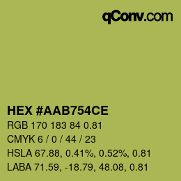 Farbcode: HEX #AAB754CE | qconv.com