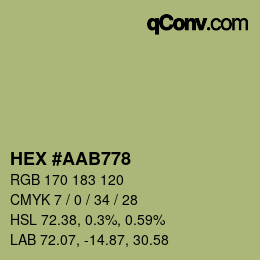 Código de color: HEX #AAB778 | qconv.com