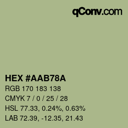 Farbcode: HEX #AAB78A | qconv.com