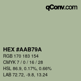 颜色代码: HEX #AAB79A | qconv.com