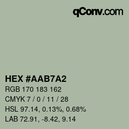 Color code: HEX #AAB7A2 | qconv.com