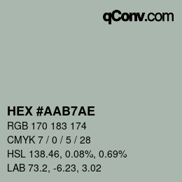 颜色代码: HEX #AAB7AE | qconv.com