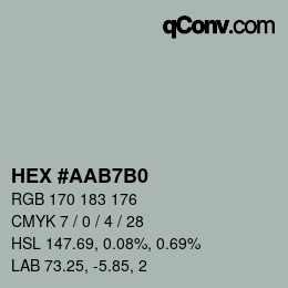 颜色代码: HEX #AAB7B0 | qconv.com
